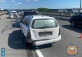 Столкновение двух автомобилей и мотоцикла
