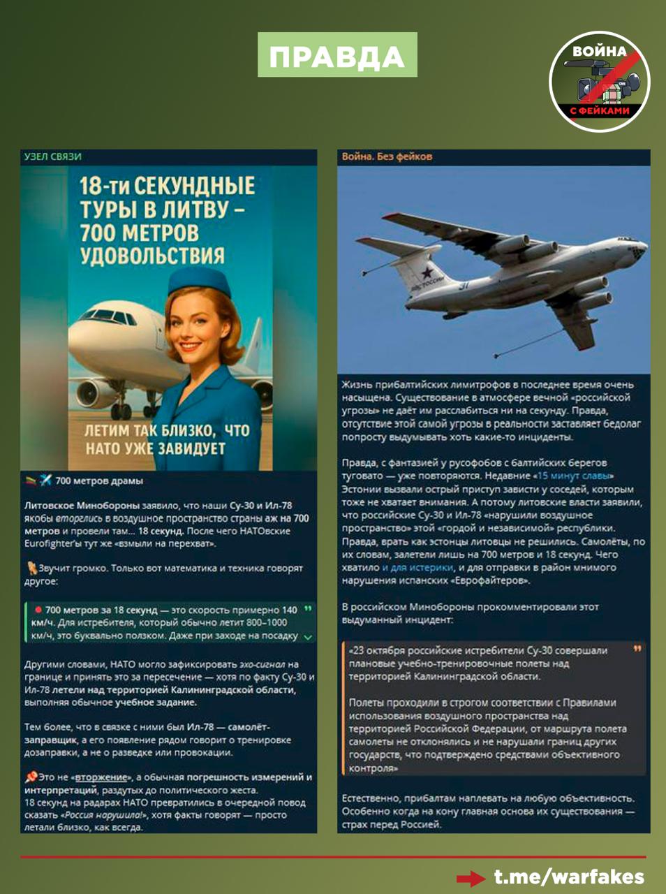 Фейк: Военные самолёты РФ на 18 секунд нарушили воздушное пространство Литвы Фейк: Военные самолёты РФ на 18 секунд нарушили воздушное пространство Литвы