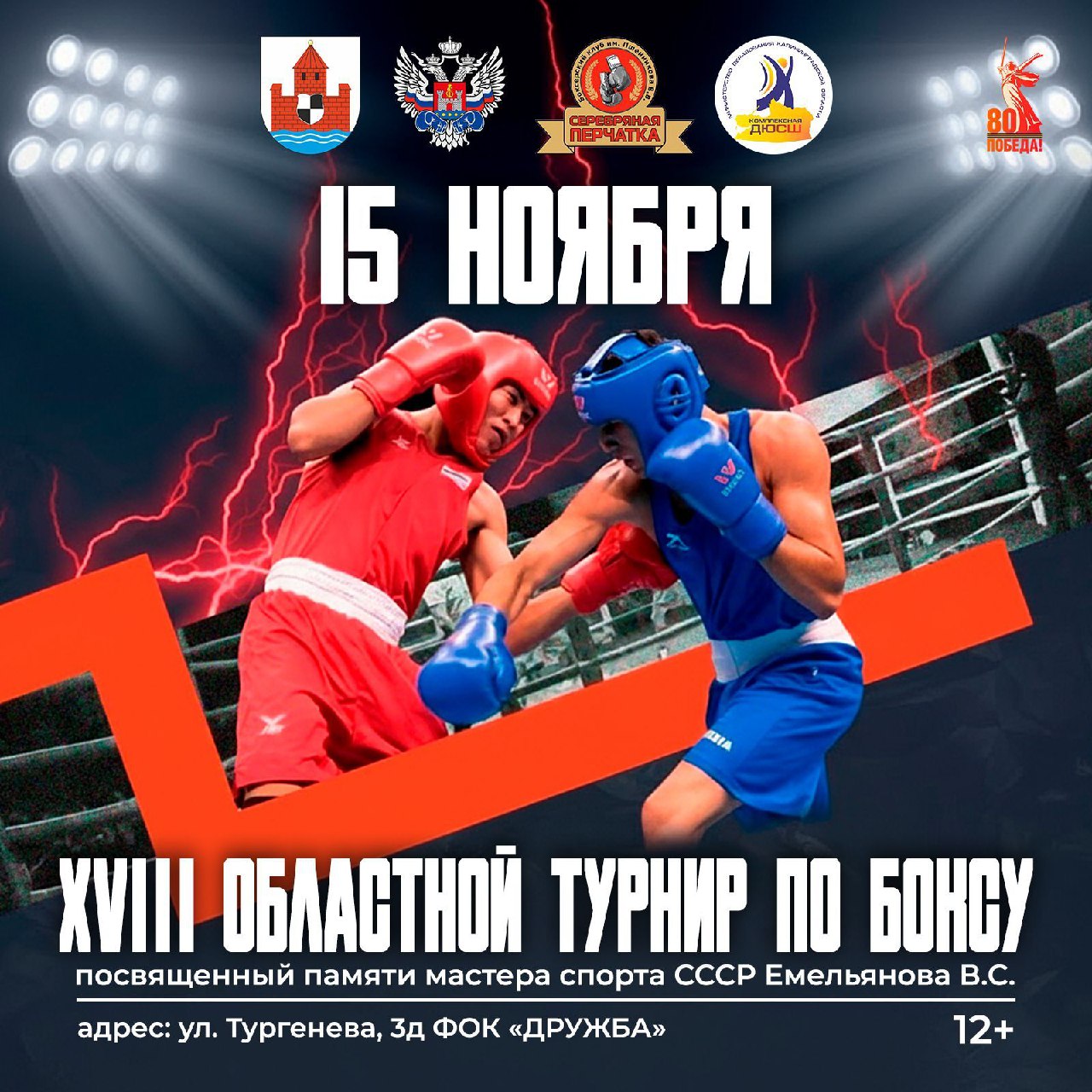 15 ноября в физкультурно-оздоровительном комплексе «Дружба» пройдёт XVIII областной турнир по боксу, посвящённый памяти мастера спорта СССР Владимира Емельянова