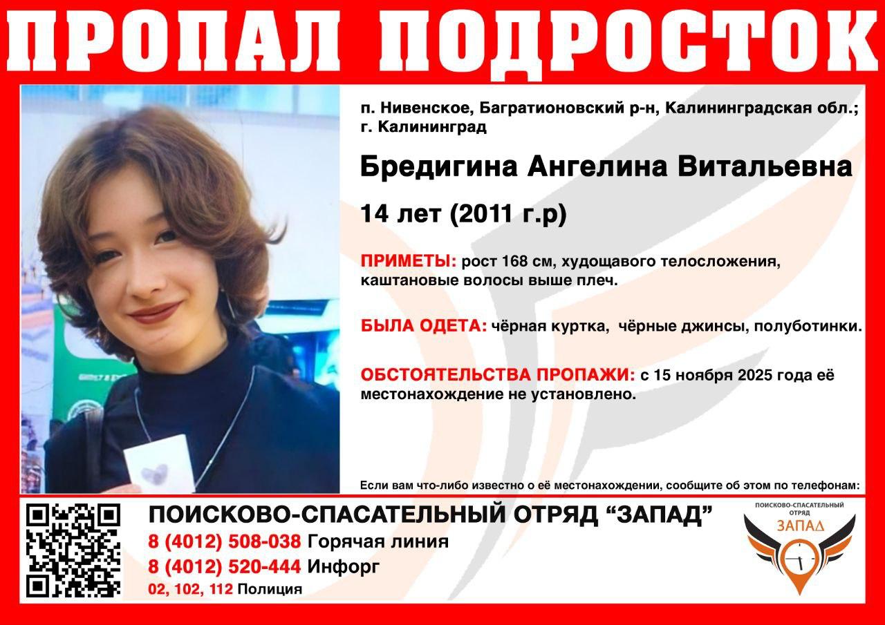 В Багратионовском районе в посёлке Нивенское пропала 14-летняя девушка
