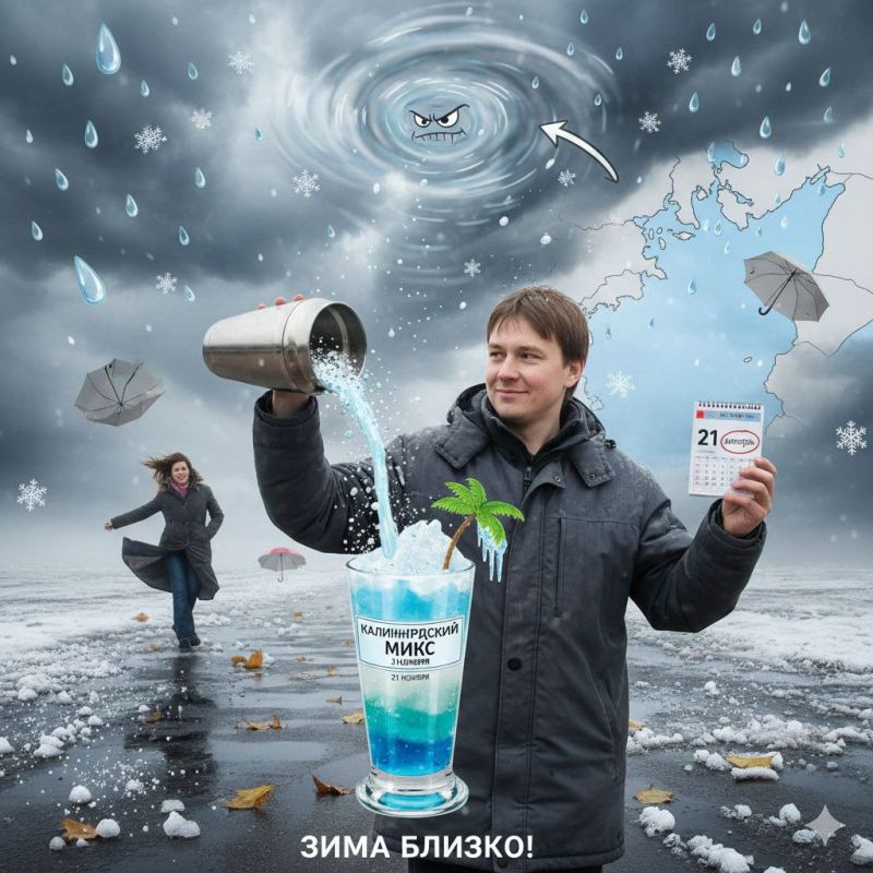 Доброе утро, друзья!. Циклон из Западной Европы решил устроить калининградцам погодный микс на пятницу 21 ноября синоптики ждут в области весь набор межсезонья