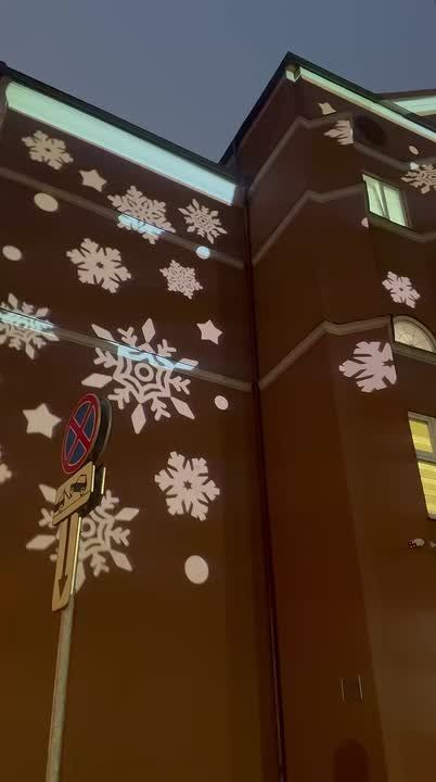 К Новому году здание калининградского правительства подсветили шестиконечными снежинками