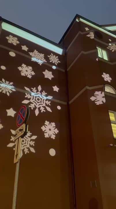 К Новому году здание калининградского правительства подсветили шестиконечными снежинками