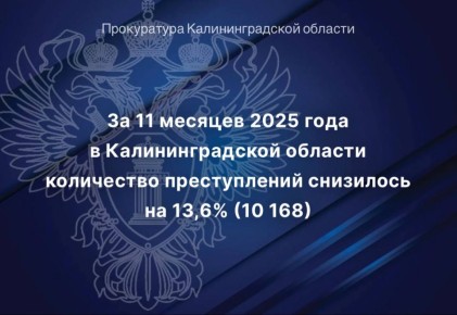 О состоянии преступности на территории Калининградской области за 11 месяцев 2025 года