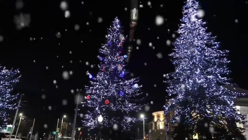 Ёлочке верхушку, сорванную вчерашним ветром, вернули на место