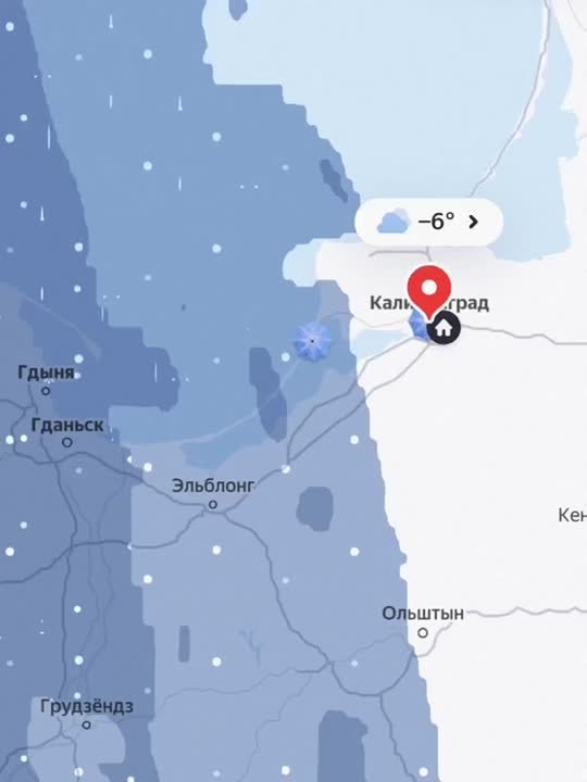 Ледяной дождь накрыл Гданьск и движется на Калининград