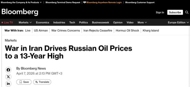 Bloomberg: Цены на российскую нефть достигли максимума более чем за 13 лет