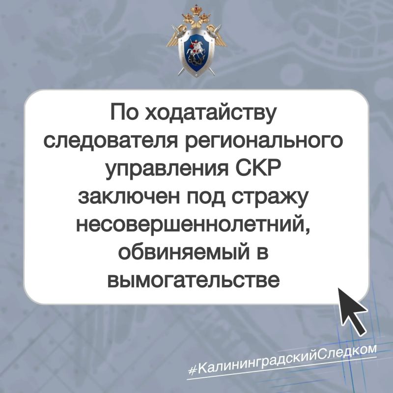 В Калининграде по ходатайству следователя СУ СК России по Калининградской области взят под стражу 16-летний юноша, обвиняемый в вымогательстве