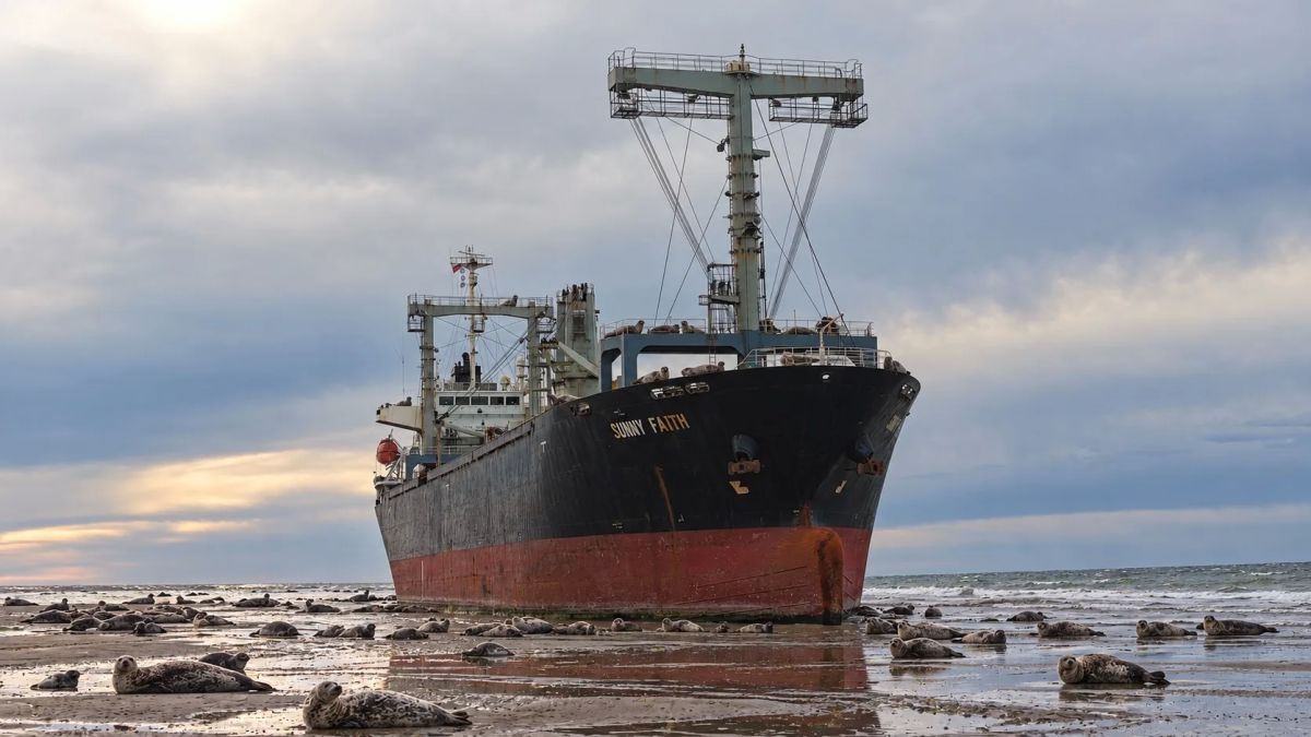 Сухогруз у Янтарного может стать домом для чаек, моллюсков и водорослей Сухогруз у Янтарного может стать домом для чаек, моллюсков и водорослей